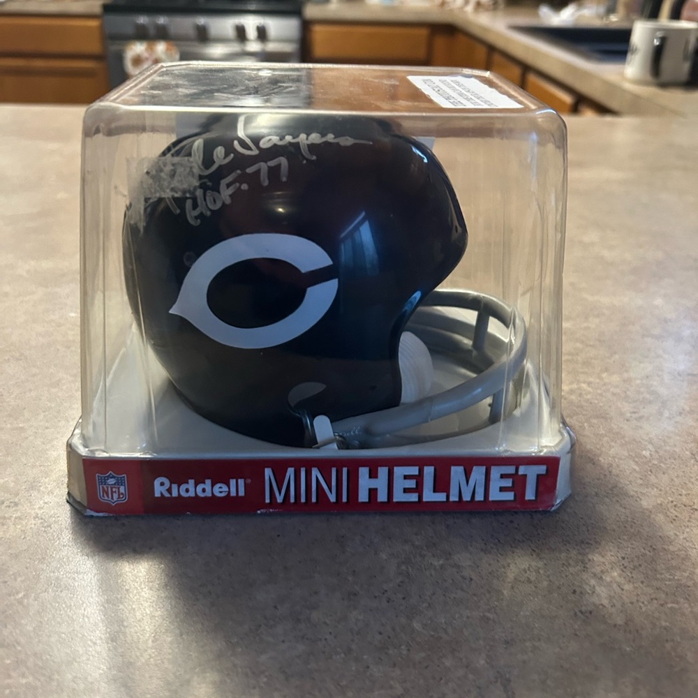 Signed Gale Sayers Riddell MINI HELMET